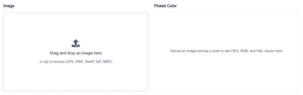 How to use this tool — Upload Your Image — Image Color Picker upload area with drag and drop zone