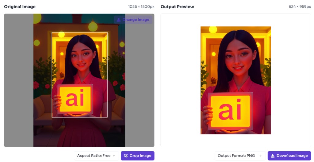 How to use this tool — Crop and Preview — Image cropper showing crop selection and output preview side by side How to use this tool — Crop and Preview — Image cropper showing crop selection and output preview side by side