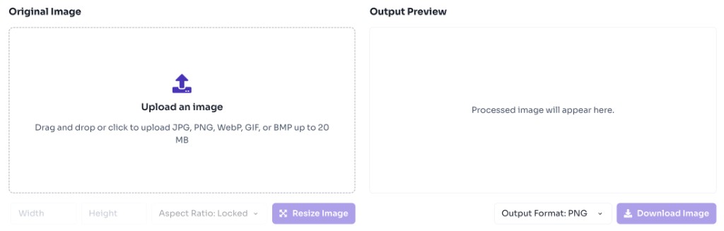 How to use this tool — Upload Your Image — Image resizer upload area with drag and drop zone