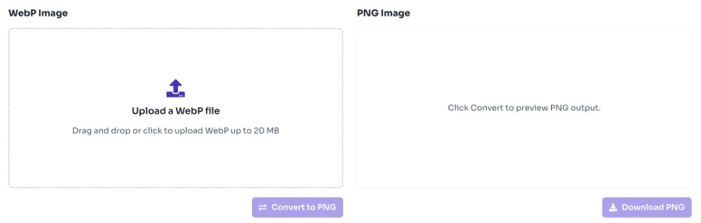 How to use this tool — Upload Your WebP — WebP to PNG converter upload area with drag and drop zone How to use this tool — Upload Your WebP — WebP to PNG converter upload area with drag and drop zone